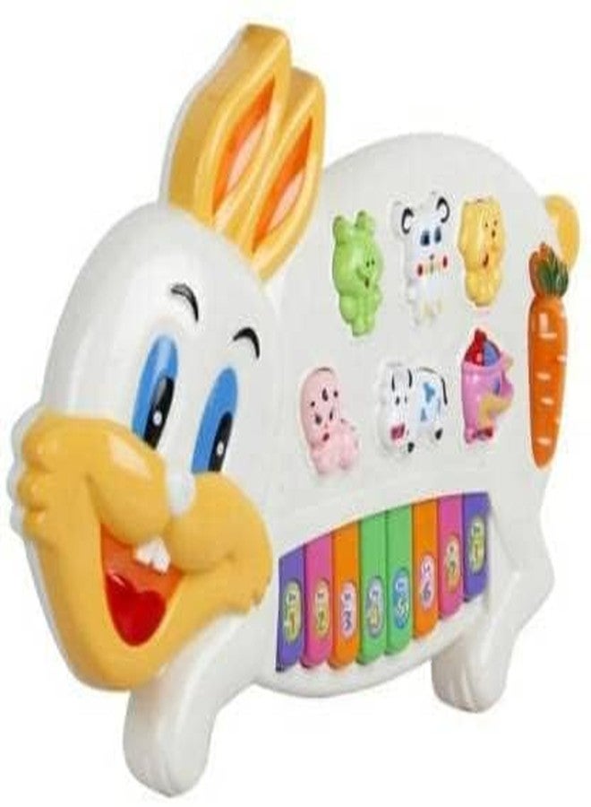 SPOCCO | Rabbit Piano Musical Toy Educational Learning Music Keyboard Toys for Kids Playset with Flashing Lights & 6 Animal Sounds & 8 Keys Fun Play Activity Birthday Gift for Boys Girls Toddlers -152 - Image 1